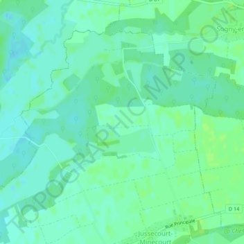Mapa topográfico Villerset, altitud, relieve