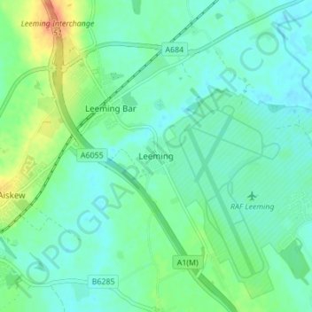 Mapa topográfico Leeming, altitud, relieve