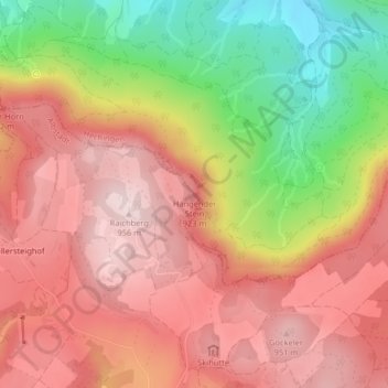 Mapa topográfico Hangender Stein, altitud, relieve