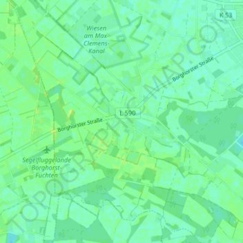 Mapa topográfico Ahlintel, altitud, relieve