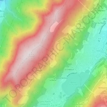 Mapa topográfico Bajin, altitud, relieve