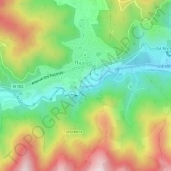 Mapa topográfico Pont du Diable, altitud, relieve