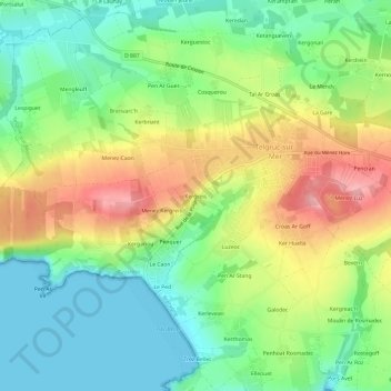 Mapa topográfico Kergreis, altitud, relieve