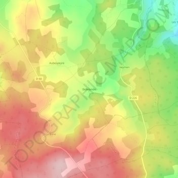 Mapa topográfico Bellelande, altitud, relieve