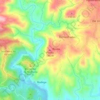Mapa topográfico Picota, altitud, relieve