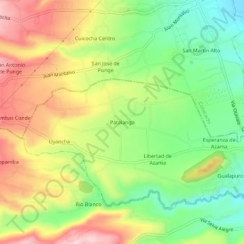 Mapa topográfico Patalanga, altitud, relieve