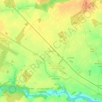 Mapa topográfico Le Loup Pendu, altitud, relieve