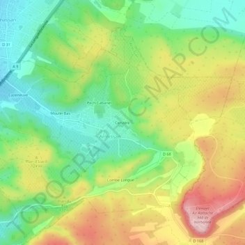 Mapa topográfico Cervière, altitud, relieve