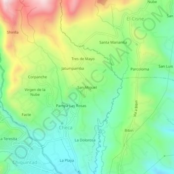 Mapa topográfico San Miguel, altitud, relieve
