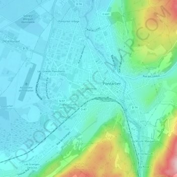 Mapa topográfico Les Épinettes, altitud, relieve