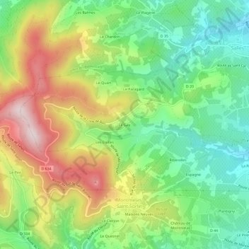 Mapa topográfico Le Gay, altitud, relieve
