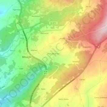 Mapa topográfico Pena de Amigo, altitud, relieve