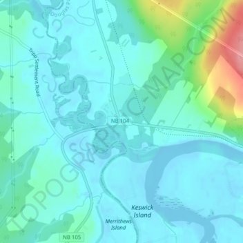 Mapa topográfico Keswick, altitud, relieve