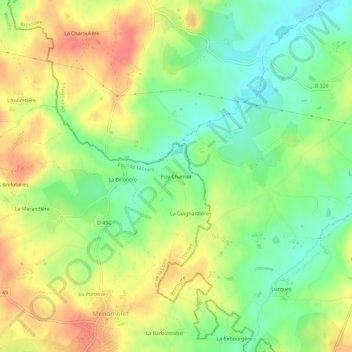 Mapa topográfico Puy-Charrier, altitud, relieve