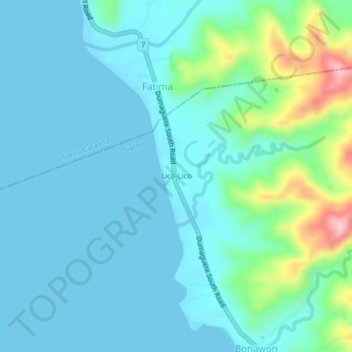 Mapa topográfico Lico-Lico, altitud, relieve