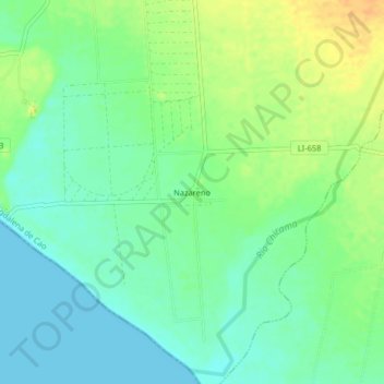 Mapa topográfico Nazareno, altitud, relieve