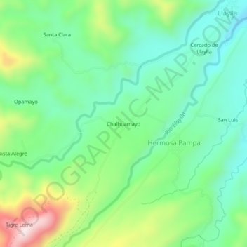 Mapa topográfico Chalhuamayo, altitud, relieve