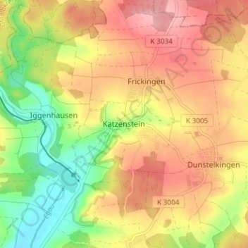 Mapa topográfico Katzenstein, altitud, relieve