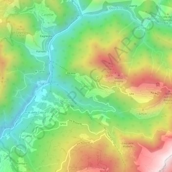 Mapa topográfico Antona, altitud, relieve