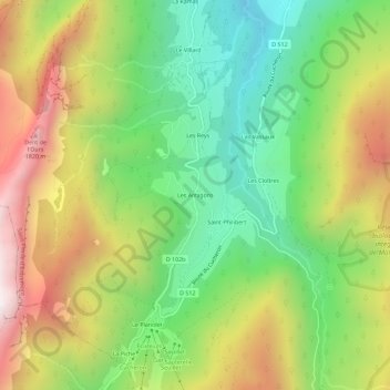Mapa topográfico Les Arragons, altitud, relieve