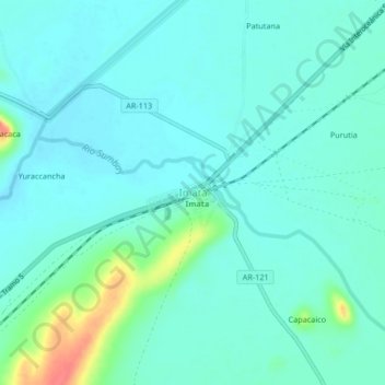 Mapa topográfico Imata, altitud, relieve