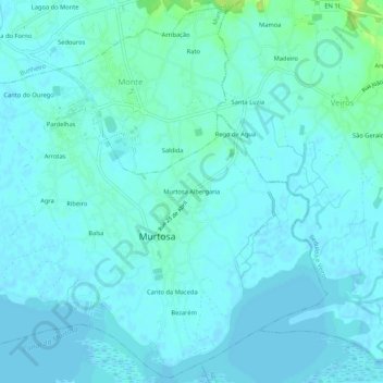 Mapa topográfico Murtosa Albergaria, altitud, relieve