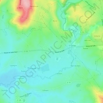 Mapa topográfico Espinat, altitud, relieve