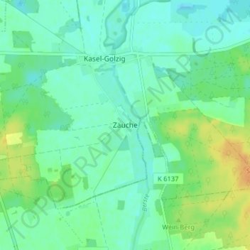 Mapa topográfico Zauche, altitud, relieve