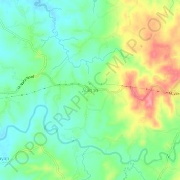 Mapa topográfico Alagao, altitud, relieve