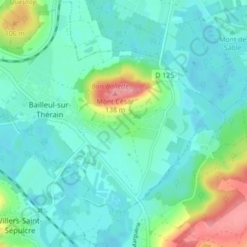 Mapa topográfico Froidmont, altitud, relieve