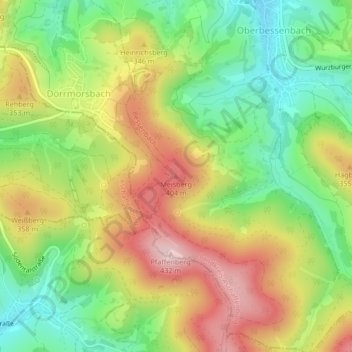 Mapa topográfico Meisberg, altitud, relieve