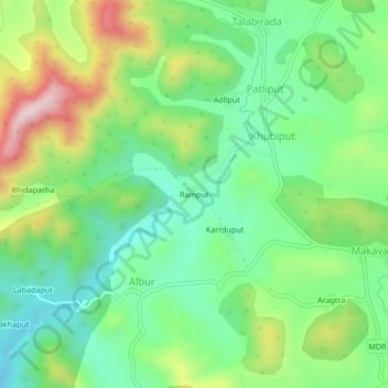Mapa topográfico Ramput, altitud, relieve