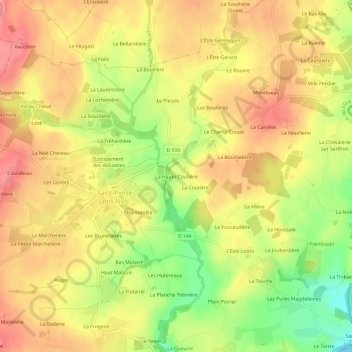Mapa topográfico La Haute Coutière, altitud, relieve