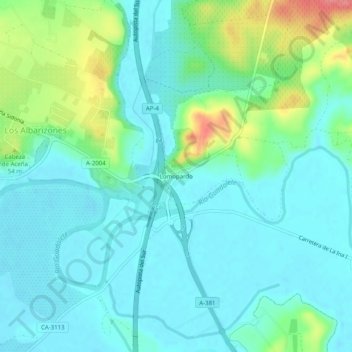 Mapa topográfico Lomopardo, altitud, relieve