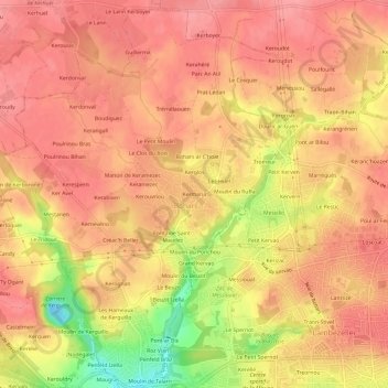 Mapa topográfico Kermaria, altitud, relieve