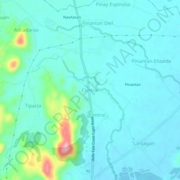 Mapa topográfico Central, altitud, relieve