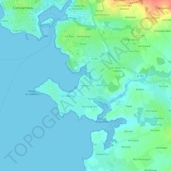 Mapa topográfico Kersaux, altitud, relieve
