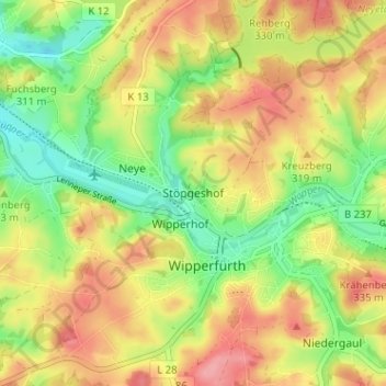 Mapa topográfico Stöpgeshof, altitud, relieve