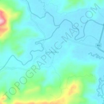 Mapa topográfico San Isidro, altitud, relieve