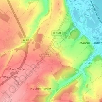 Mapa topográfico Villers sur Mareuil, altitud, relieve