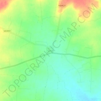 Mapa topográfico Surdi, altitud, relieve