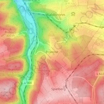 Mapa topográfico Etzenrot, altitud, relieve