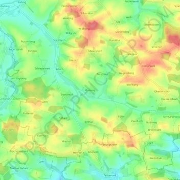 Mapa topográfico Moosing, altitud, relieve