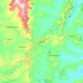 Mapa topográfico Itaba, altitud, relieve