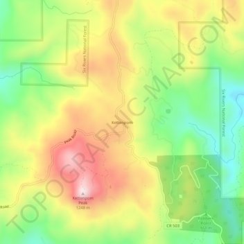Mapa topográfico Kettenpom, altitud, relieve