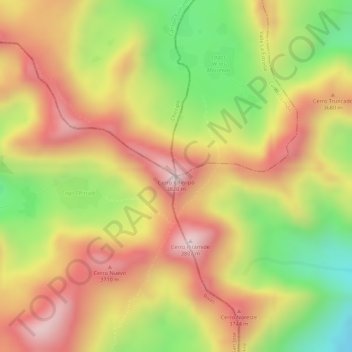 Mapa topográfico Cerro Chirripó, altitud, relieve