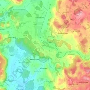 Mapa topográfico Vorderreute, altitud, relieve