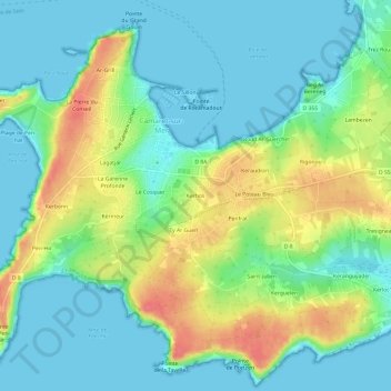 Mapa topográfico Kerhos, altitud, relieve