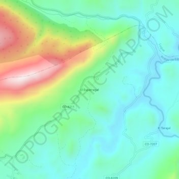 Mapa topográfico El Esparragal, altitud, relieve