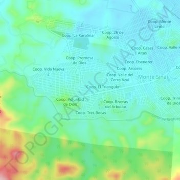 Mapa topográfico Voluntad de Dios, altitud, relieve